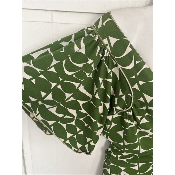 Max Studio True Wrap Dress Size Small Green Short Flutter Sleeve - Picture 4 of 7